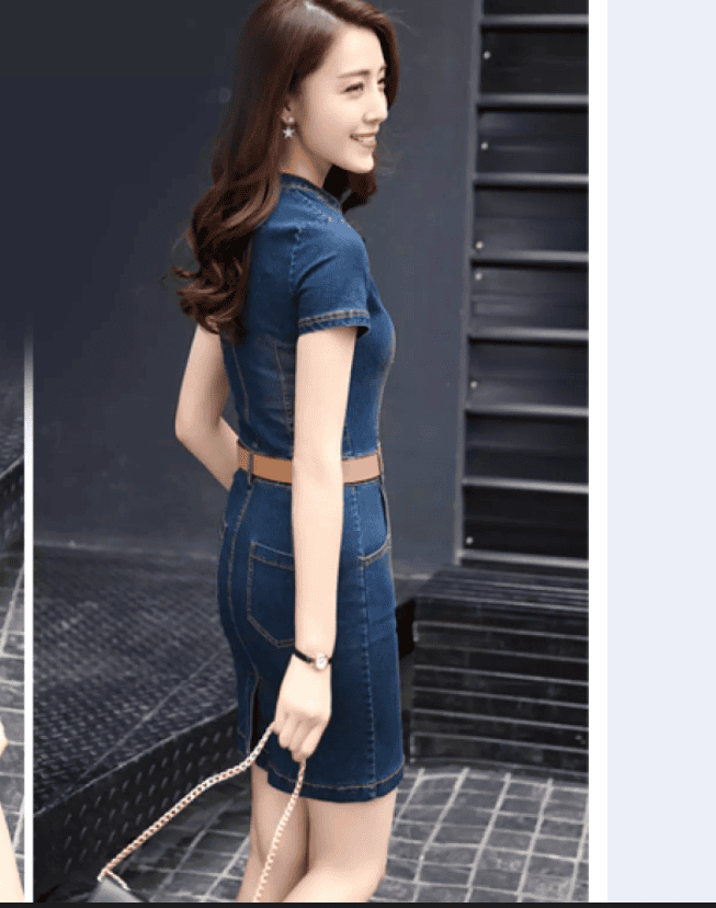 ĐẦM JEAN BODY ĐẸP CỔ V TAY NGẮN